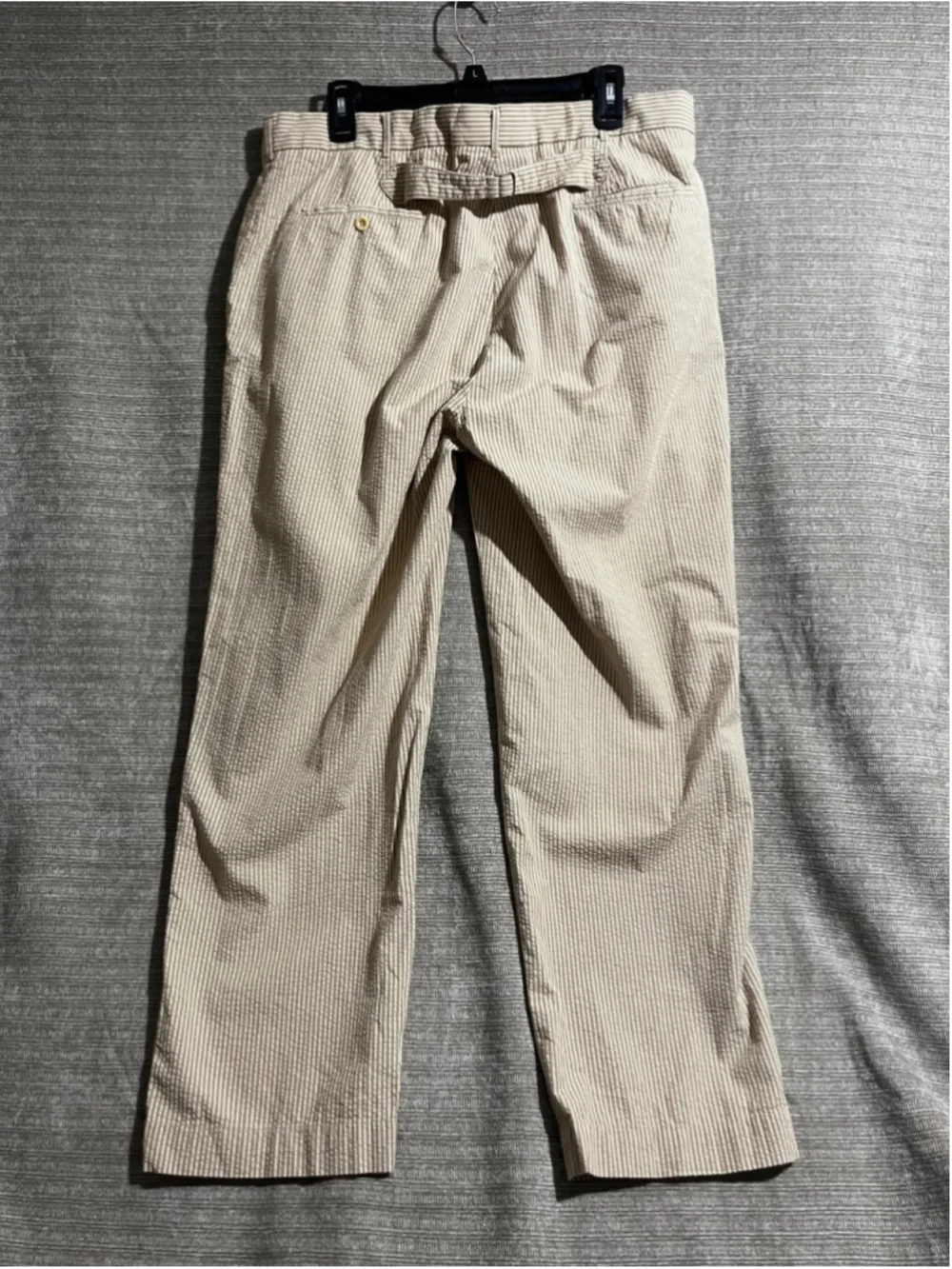 Vintage Polo Buckle Back Ralph Lauren Pants Men’s 38x30 Tan Seersucker Cotton